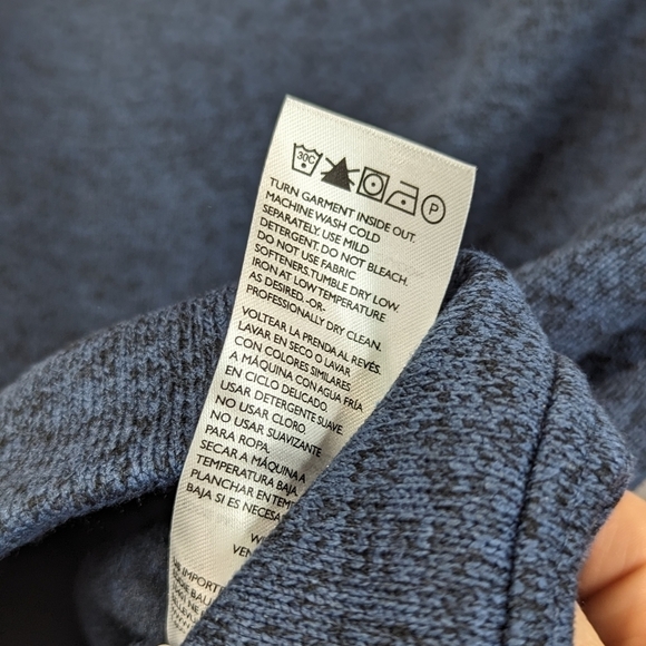 Eddie Bauer Fleece Pullover Men Size Small Snap Button Radiator Blue Recycled - Picture 10 of 15